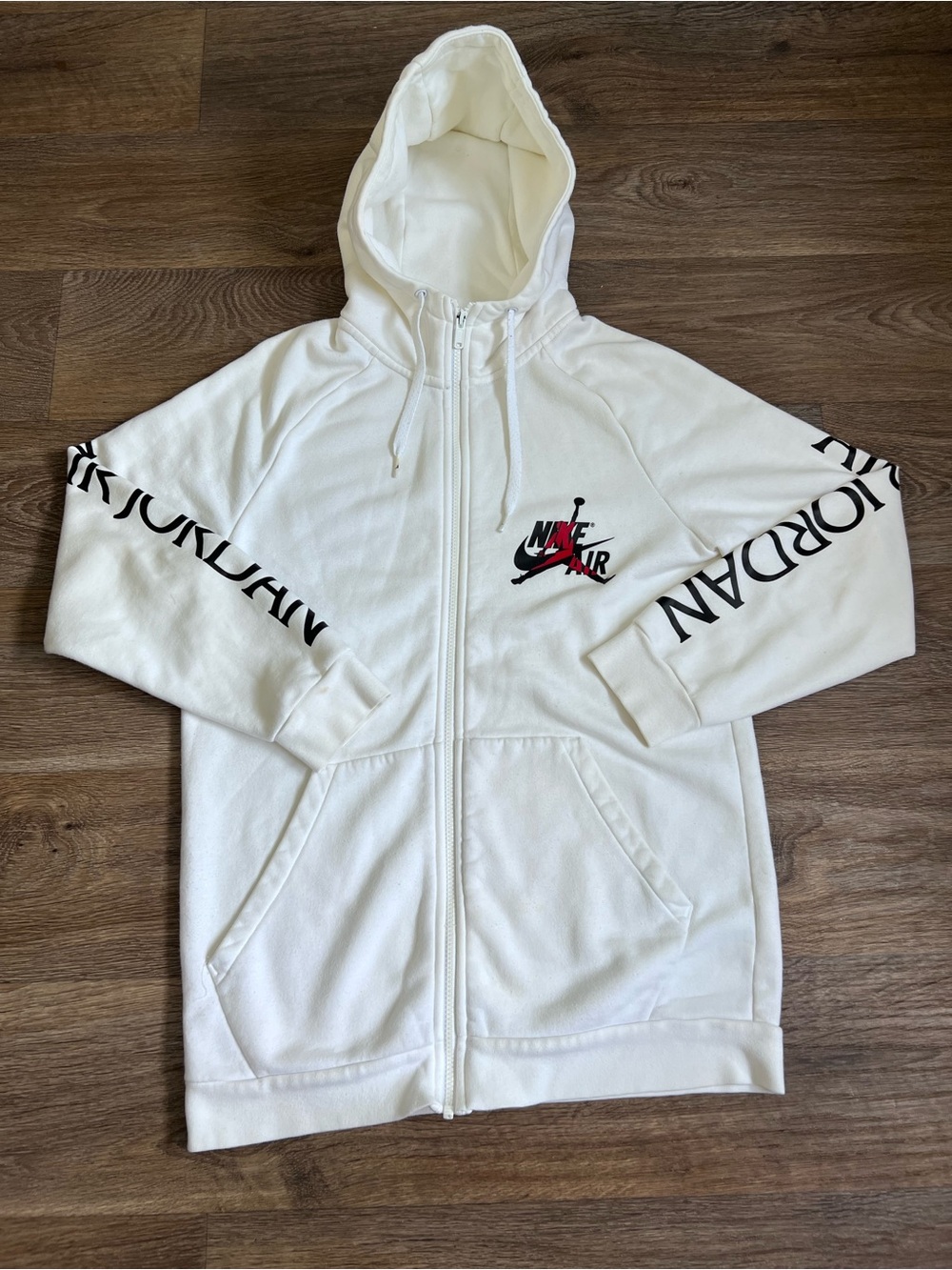 Jordan White Full-Zip Hoodie with Black and Red Accents/A595